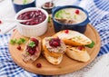 Chicken liver pate with cranberry sauce Royalty Free Stock Photo