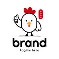 Chicken logo design. Chicken giving a thumbs up with delicious in japanese hiragana words.