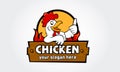 Chicken Logo Cartoon Character.