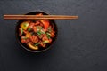 Chicken Manchurian is Indian Chinese cuisine dish with Chicken breasts, bell pepper, tomatoes, soy sauce Royalty Free Stock Photo