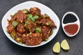 Chicken manchurian, gobi manchurian sweet chilli chicken Royalty Free Stock Photo