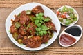 Chicken manchurian, gobi manchurian sweet chilli chicken Royalty Free Stock Photo