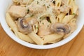 Chicken marsala with penne pasta