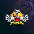 Chicken mascot logo design vector with concept style for badge, emblem and t shirt printing. Cute rooster chef illustration Royalty Free Stock Photo