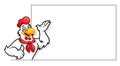 Chicken mascot or Rooster with blank sign