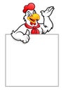 Chicken mascot or Rooster with blank sign