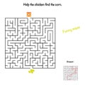 Chicken maze for kids with a funny chicken