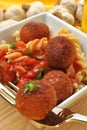Chicken meat balls with pasta Royalty Free Stock Photo