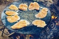 Chicken meat being grilled in a barbecue Royalty Free Stock Photo