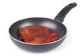 Chicken meat on fry pan Royalty Free Stock Photo