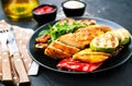 Chicken meat with grilled vegetables Royalty Free Stock Photo