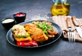 Chicken meat with grilled vegetables Royalty Free Stock Photo