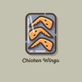 Chicken meat icons. Chicken wings. Flat illustration. Royalty Free Stock Photo