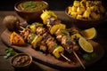 chicken meat kebab with sweet tangy pineapple Generative AI