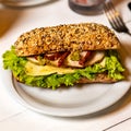 Chicken meat, vegetable sandwich