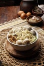 Chicken meatball dumpling noodles.