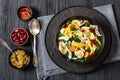 chicken minestrone soup with tortelloni in bowl Royalty Free Stock Photo