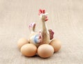 Chicken model and eggs Royalty Free Stock Photo