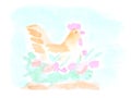 Chicken, nest, eggs, Easter. Watercolor, art decoration, sketch. Illustration hand drawn modern Royalty Free Stock Photo