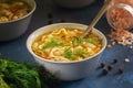 Chicken Noodle Remedy Soup Bowl Closeup Dinner Royalty Free Stock Photo