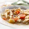 Chicken noodle soup closeup Royalty Free Stock Photo