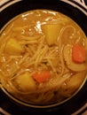chicken noodle soup with potatoes and carrots Royalty Free Stock Photo