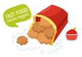 Chicken Nuggets ketchup tomato Fast food vector