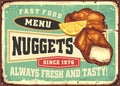 Chicken nuggets retro tin sign concept Royalty Free Stock Photo