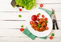 Chicken nuggets and sauce in plate on a white wooden background. Royalty Free Stock Photo