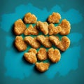 Chicken nuggets in the shape of a heart