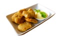 Chicken nuggets on white dish isolated background,clipping path