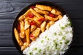 Chicken panang curry with garnish of rice close-up. horizontal t Royalty Free Stock Photo