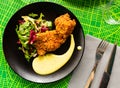 Chicken in panko roasted in tandoor with mousseline sauce Royalty Free Stock Photo