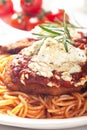 Chicken parmesan with spaghetti pasta Royalty Free Stock Photo