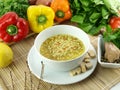 Chicken and pasta soup Royalty Free Stock Photo