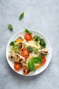 Chicken Pasta Spaghetti Primavera Royalty Free Stock Photo