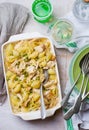 Chicken and pea pasta bake Royalty Free Stock Photo