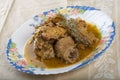Chicken in pepitoria sauce.dish Royalty Free Stock Photo
