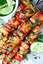 Chicken and pepper kebobs Royalty Free Stock Photo