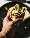 Chicken Pesto Wrap with Cheddar cheese and lettuce Royalty Free Stock Photo