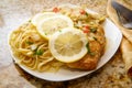 Chicken Piccata Linguine Royalty Free Stock Photo