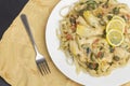 Chicken Piccata Linguine Royalty Free Stock Photo