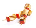 Chicken pieces grilled on skewers isolated Royalty Free Stock Photo