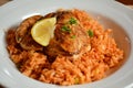 Chicken pilaf with rice and lemon squeeze meal