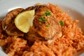 Chicken pilaf with rice and lemon squeeze meal