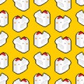 Chicken pixel art pattern seamless. 8 bit Chicken farm birds background. pixelated ornament. Baby fabric texture