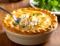 Chicken Pot Pie with Flaky Crust in Ramekin Spoon View Royalty Free Stock Photo