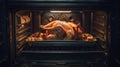 chicken in professional oven, generated ai image