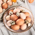 Chicken and Qual Eggs Royalty Free Stock Photo