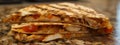 chicken quesadilla close-up on kitchen table Royalty Free Stock Photo